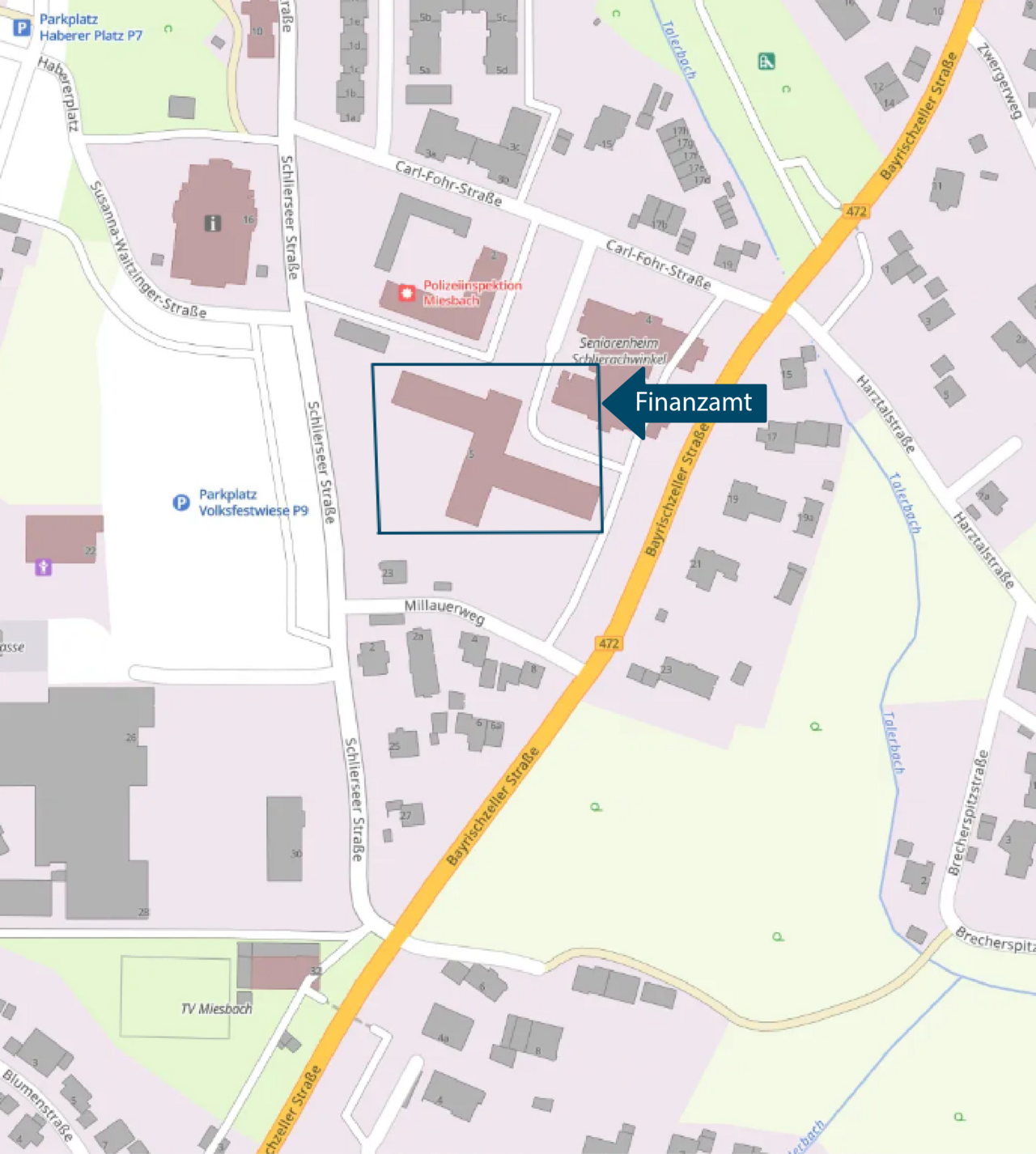  Stadtplan Miesbach, Schlierseer Straße